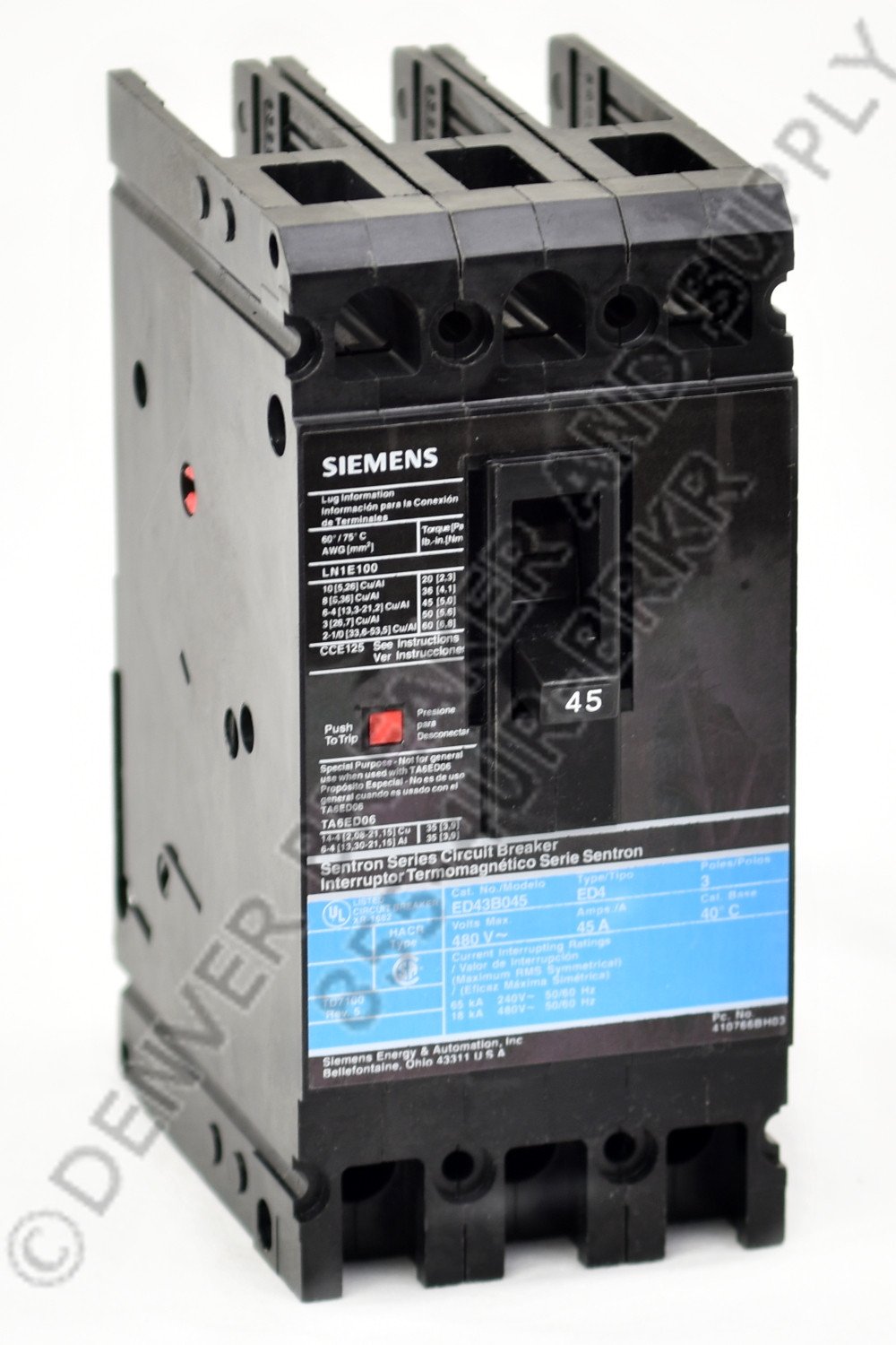 Siemens ED43B050 Circuit Breaker - Denver Breaker & Supply